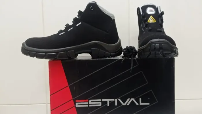 Bota de Segurança em Microfibra - Preto e Cinza - Estival - EN10071S2 - CA 44558