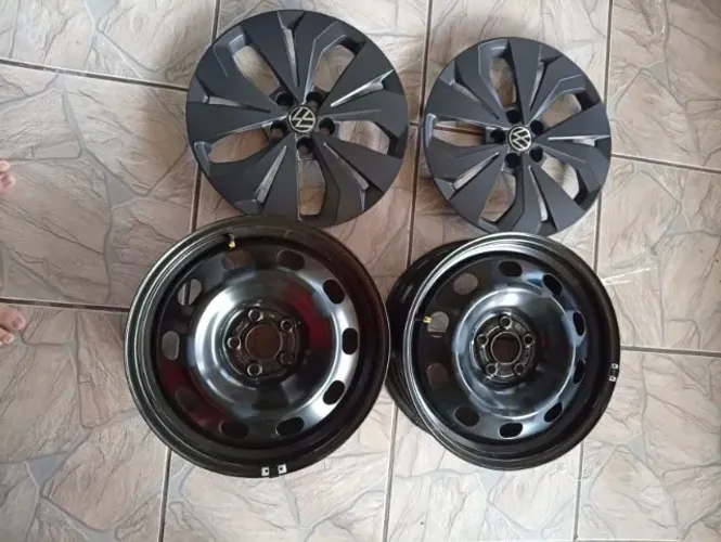 JOGO DE 4 RODAS DE FERRO ARO 16 5 FUROS VOLKSWAGEM
