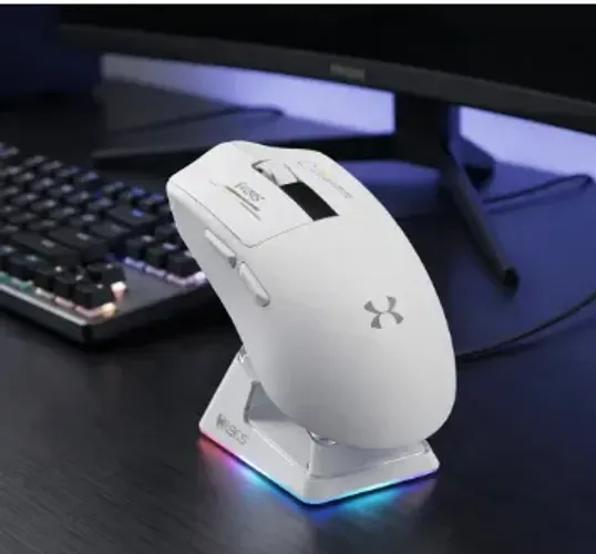Mouse Gamer Sem Fio Recarregável Com Base Rgb Dock 2.4g Usb