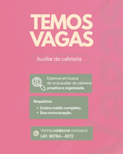 Auxiliar de cafeteria 5x2