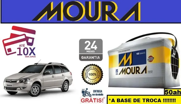 Bateria Moura Palio Weekend 1.0/1.3/1.4 (1996 a 2018) 50Ah 12v
