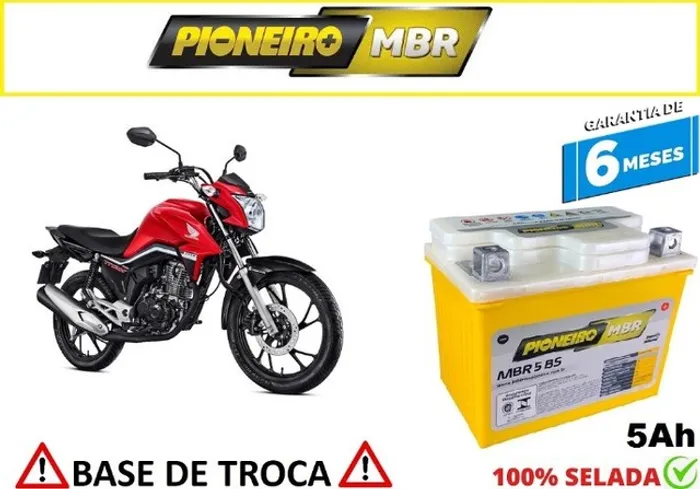 Bateria Pioneiro 5Ah Honda Titan 160cc Automotiva