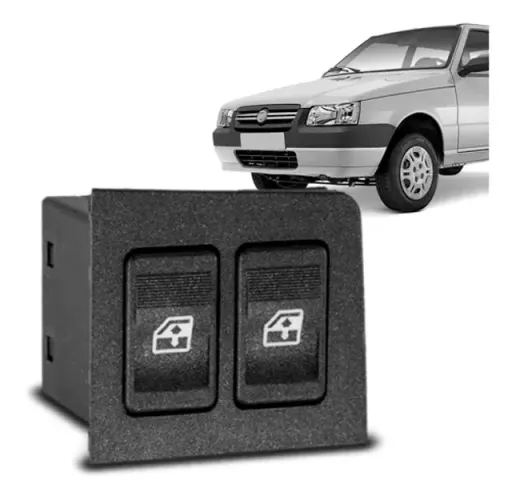 Botão de Vidro Elétrico Fiat Uno / Uno Antigo 1996 / 1997 - Duplo Esquerdo - Âmbar -Golden
