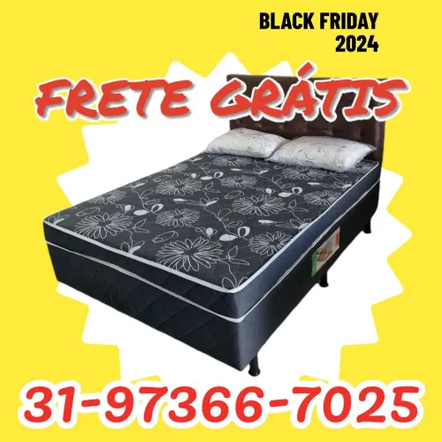 CAMA BOX CASAL COM COLCHÃO D33 FIXO / MEGA PROMOÇÃO 