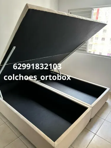 Cama Box Baú Queen size com pistões hidraulicos