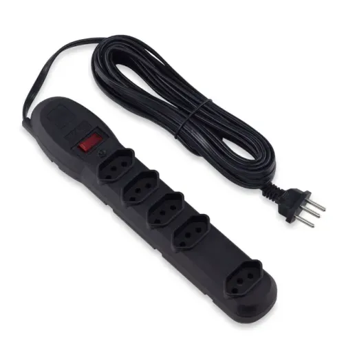Filtro De Linha/protetor E Adaptador Bivolt, 5 Tomadas, 6 M, Preto