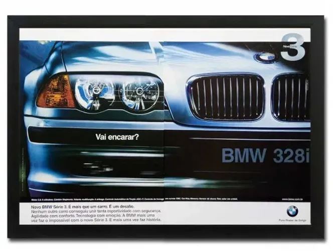 BMW Série 3 E46, 328i, 330i - Quadro decorativo com propaganda original de revista