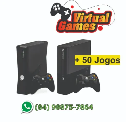 Xbox 360 Extra com 50 Jogos