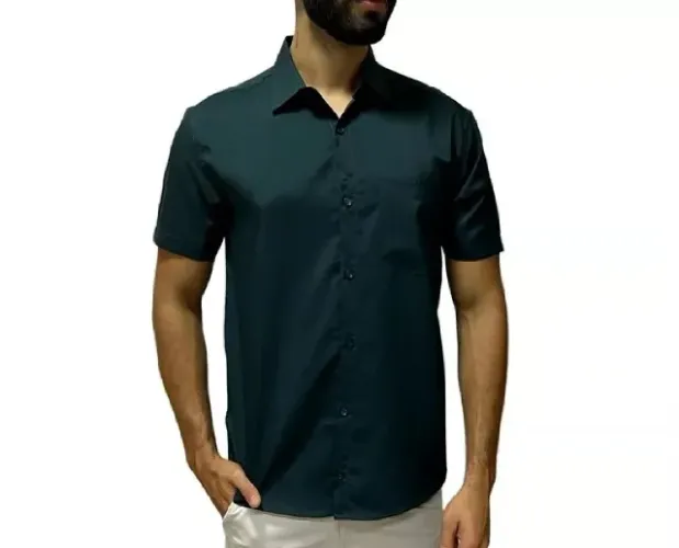 Camisa Social Masculina Manga Curta Tradicional com Bolso De Microleve Novo pronto envio!