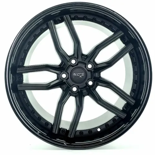 JOGO DE RODAS NICHE METHOS ARO 20X9 E 10,5 PRETO FOSCO COM BRILHANTE 5X120 ET 35 SEMINOVAS