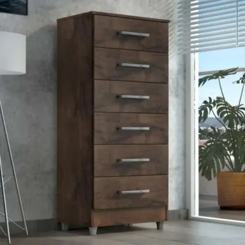 Cômoda Helena 6Gav Chocolate Quarta Divisão - Entrega Rápida! 