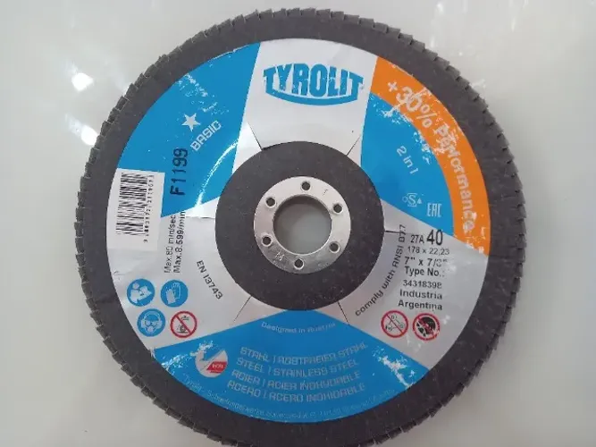 Caixa com 10 Discos Flap Tyrolit 178mmx22,23 - 7"x7/3" - A pronta entrega.