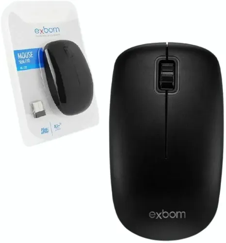 Mouse Sem Fio Exbom Preto a Pilhas