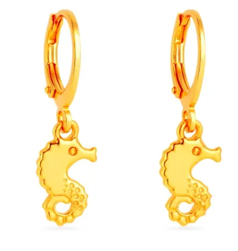 Brinco cavalo-marinho dourado banhado a Ouro 18k 
