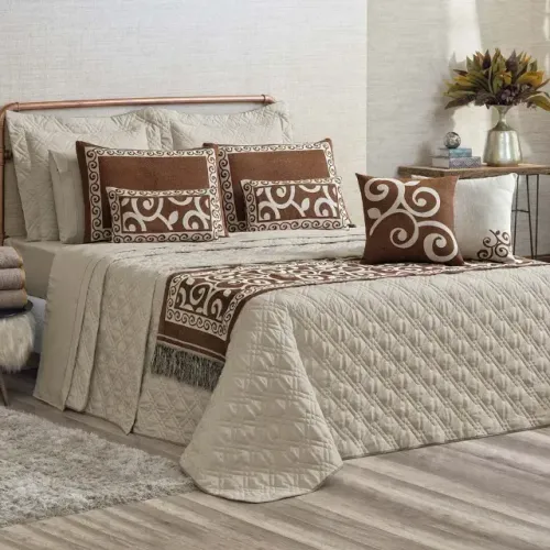 Cobre Leito para Cama Casal Bege
