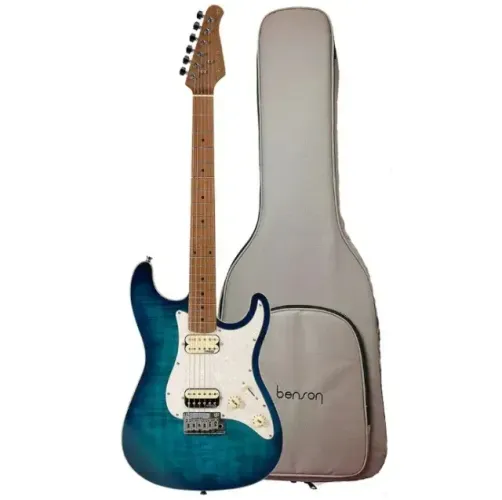 Guitarra Benson Strato Hardy S Md M Blb/wp Chrome + Bag Azul-turquesa