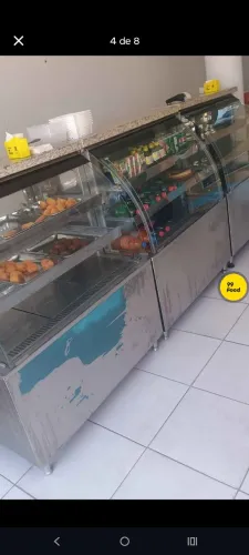 Jogo de 3 balcões 2 refrigerados uma estufa quente
