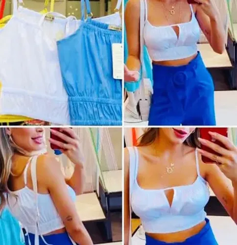 Cropped tricoline com alça ajustável 