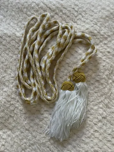 Cingulo Liturgico Sacerdotal Italiano Branco e Dourado