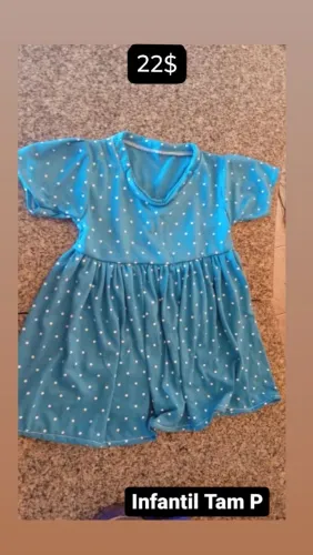 Vestido Infantil Azul Poá