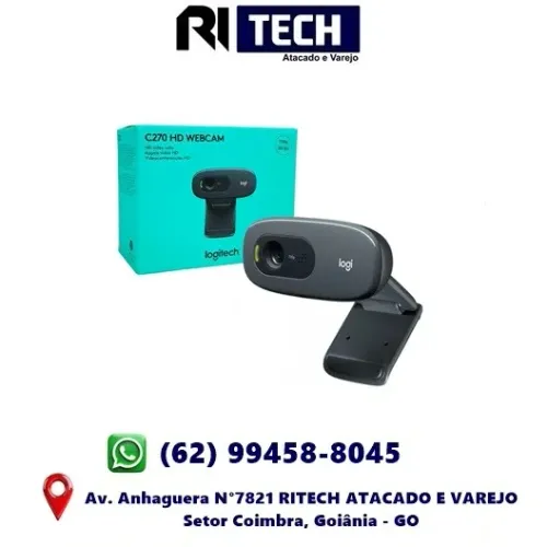 WebCam Logitech C270 HD com 3 MP para Chamadas e Gravações em Vídeo Widescreen 720p