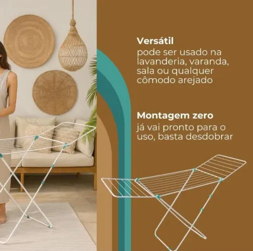 VARAL DE CHÃO COM ABAS BRANCO 