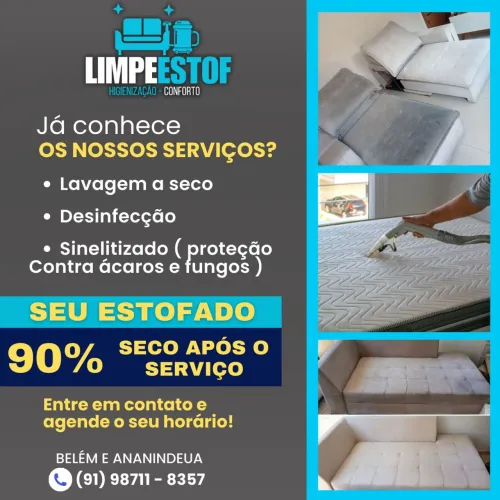 Higienizamos seu estofado e deixamos seco na hora.