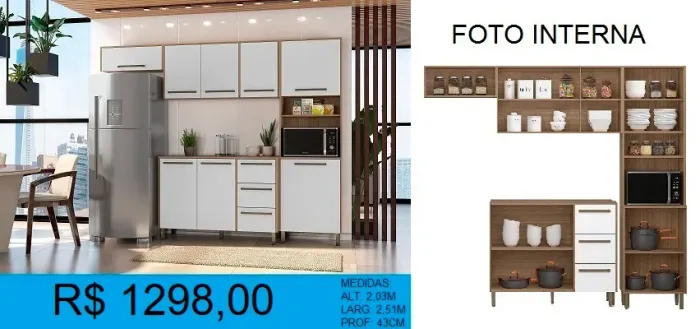 Armario de madeira de cozinha - Compre hoje e receba amanha sem frete