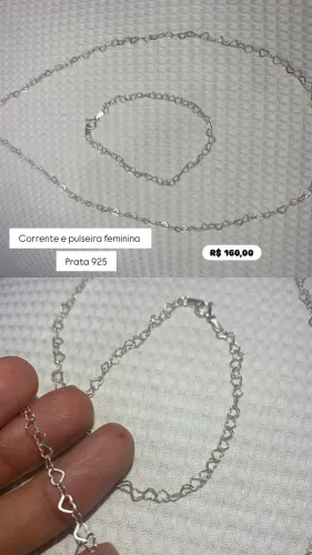 Corrente e pulseira feminina prata 925