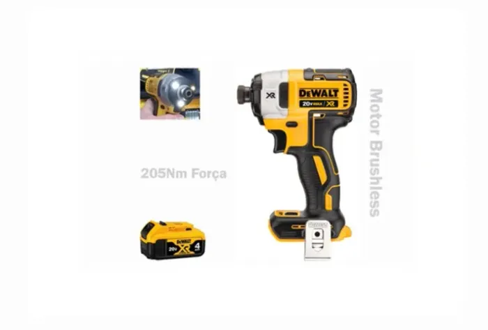 Parafusadeira Chave de Impacto Tork, 1/4" (6,35mm) Motor Brushless DeWalt XR 20V MAX* 205N