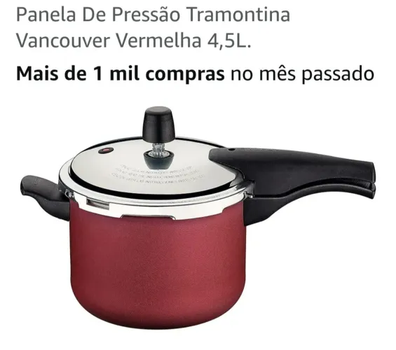 Panela De Pressão Tramontina Vancouver Vermelha 4,5L.