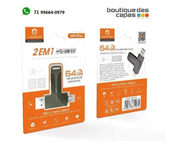 Pen Drive 2 Em 1 Tipo C e USB 3.0 H maston 64Gb