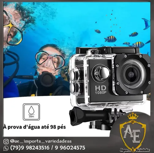 Câmera de Ação HD 1080P à prova d'água