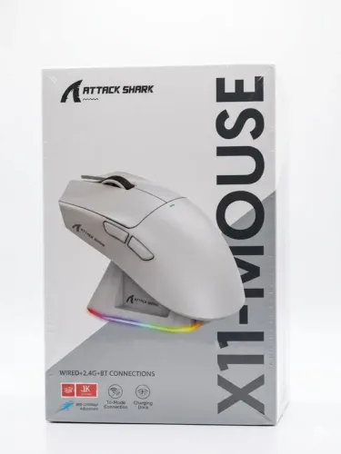 Mouse Attack Shark X11 Sem Fio com Dock de Carregamento RGB 22k DPI - Lacrado