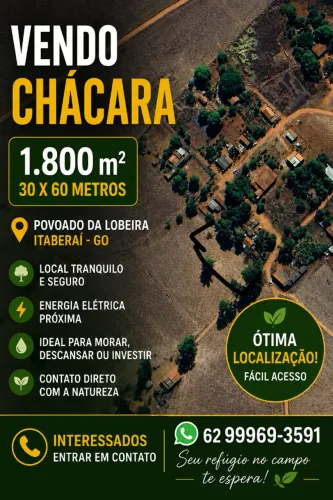 Chácara de 1800m2 a venda