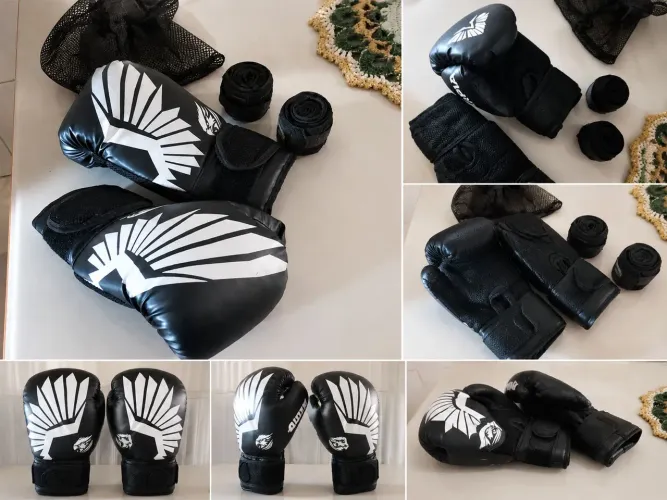 Luva de Boxe / Muay Thai Harpia 12oz + 2 Bandagens (Impecável!)