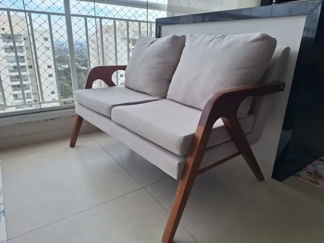 Sofá Namoradeira 2 lugares bege linho - mona