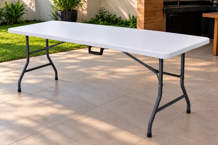 Mesa Dobrável Portátil Tipo Maleta 1,80m Branca