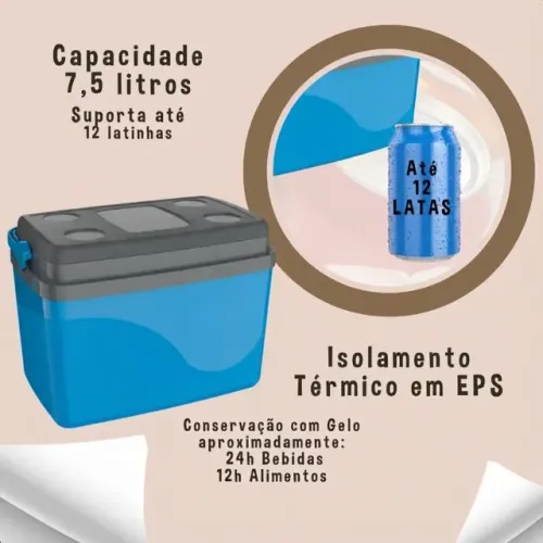 Caixa Térmica 7,5 Litros Floripa Azul - Unitermi