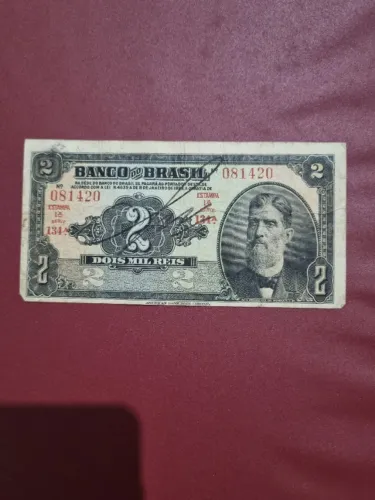 Antiga cédula de dois mil reis. 1923 a 1940.