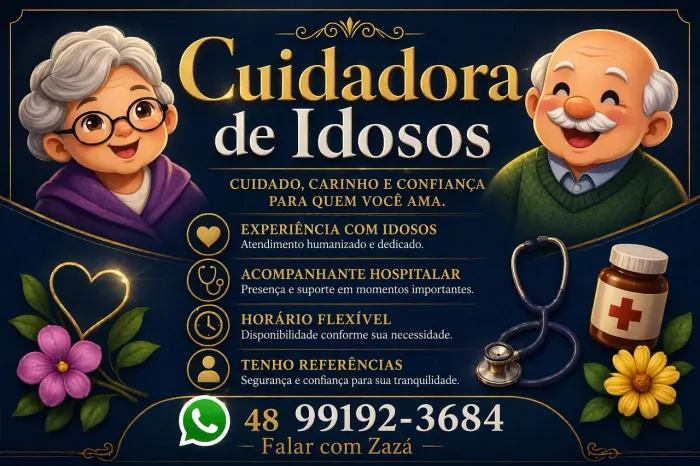 Cuidadora de idosos, acompanhamento hospitalar 