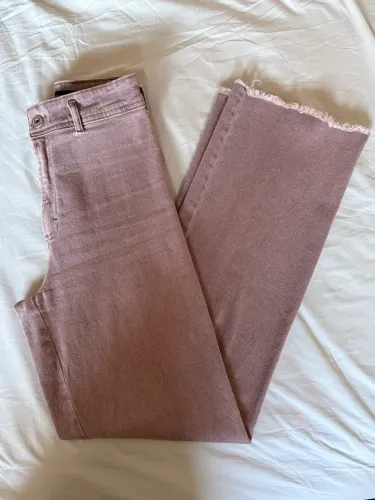 Calça reta cintura alta rosa - tamanho 34/youcom