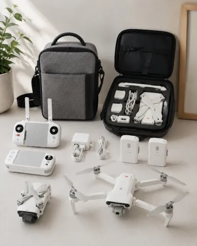 Drone FIMI X8 SE 2022 V2, dobrável e acompanhado de kit completo