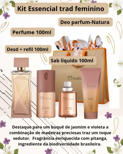 Kit Natura Essencial Feminino Perfume+Sabonete+Desodorantes