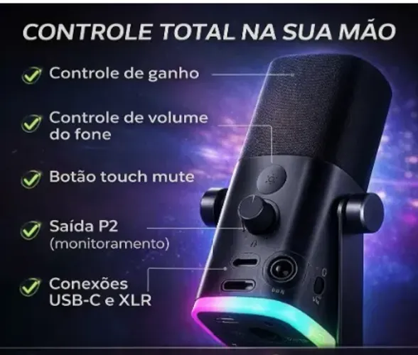 Microfone Fifine Usb/xlr Am8 Dinâmico Cardioide Cor Preto