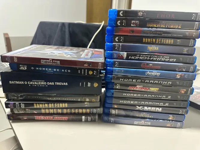 Lote blu ray e dvds filmes da marvel e dc