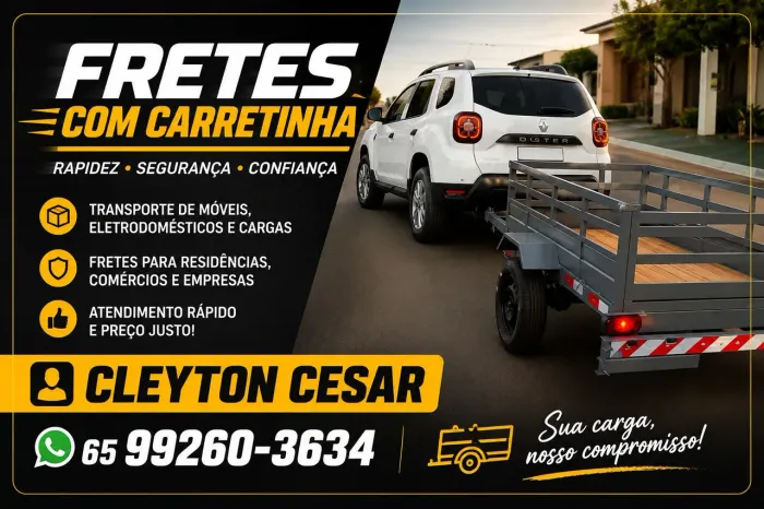 R$ 130,00 Fretes - região de Várzea grande e Cuiabá