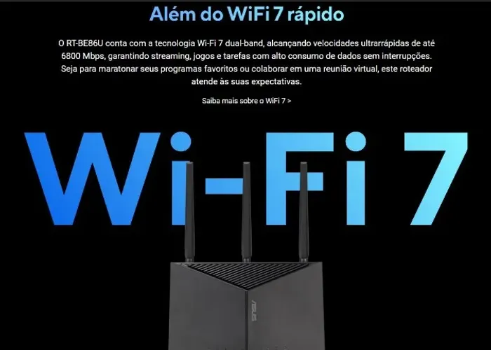 Roteador ASUS RT-BE86U Wi-Fi 7 - MLO, Porta 10G