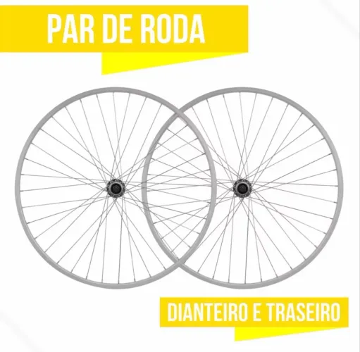 Par de Rodas Aro 26x1.1/2 Raio Grosso/Cubo Aço Esfera Natural Vzan