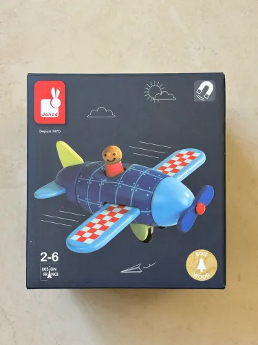 Quebra-cabeça magnético de madeira Avião Kit Magnet Janod